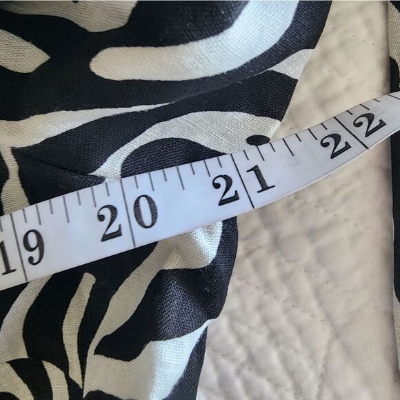 Carole Little 100% linen zebra tunic style button front brided belt blouse - Picture 8 of 14